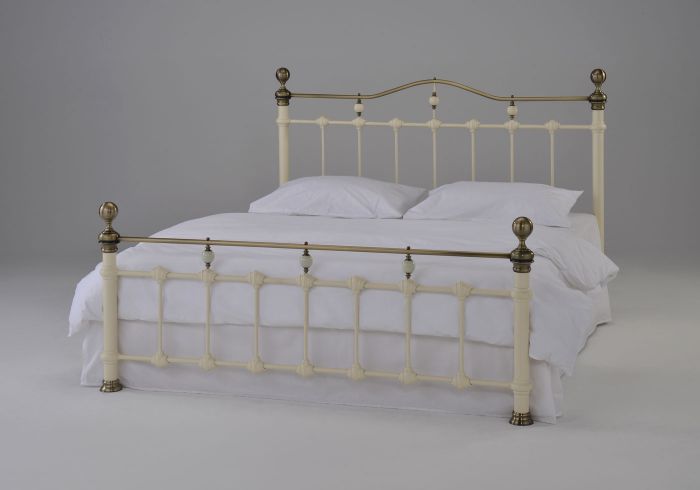 Кровать металлическая DIANA 160*200 см (Queen bed), Антич. белый (Ant. White)-Античн.медь (Ant. Brass)