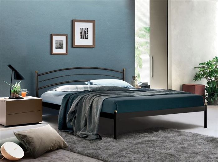 Кровать двуспальная ЭКО+ | 140х200 | металлическое основание | Черный