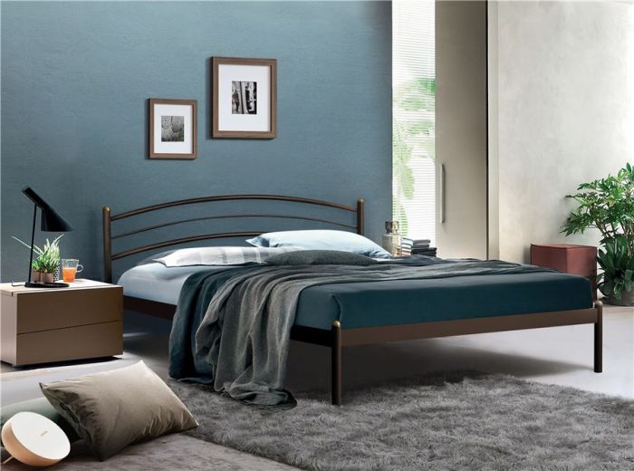 Кровать двуспальная ЭКО+ | 140х200 | металлическое основание | Коричневый бархат