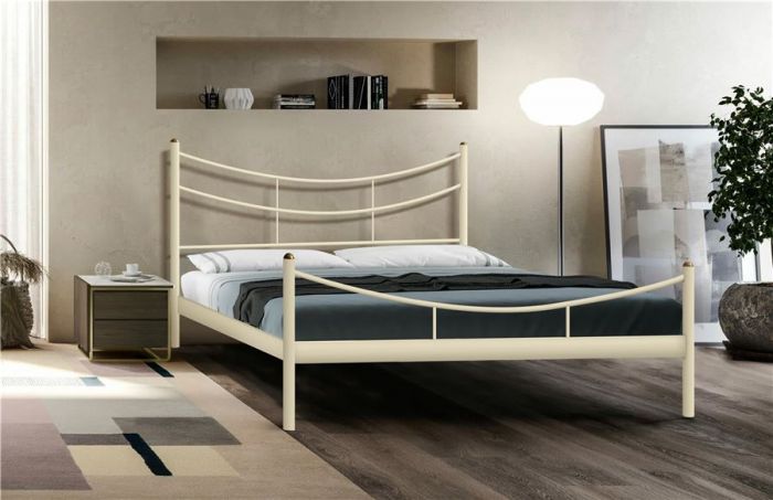 Кровать двуспальная "Luna" | 140х200 | металлическое основание | Бежевый