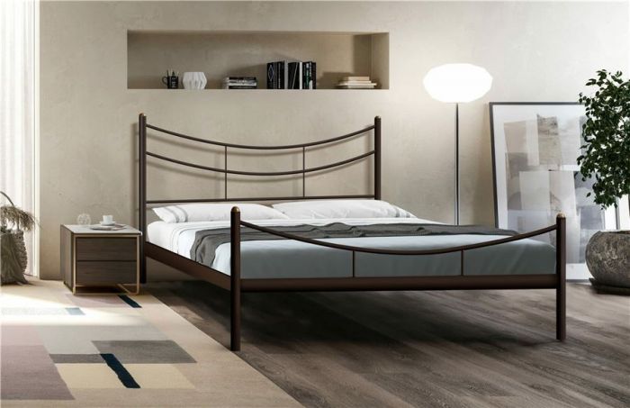 Кровать двуспальная "Luna" | 180х200 | металлическое основание | Коричневый бархат