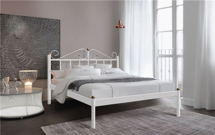 Кровать двуспальная "Розана" | 180х200 | металлическое основание | Белый |