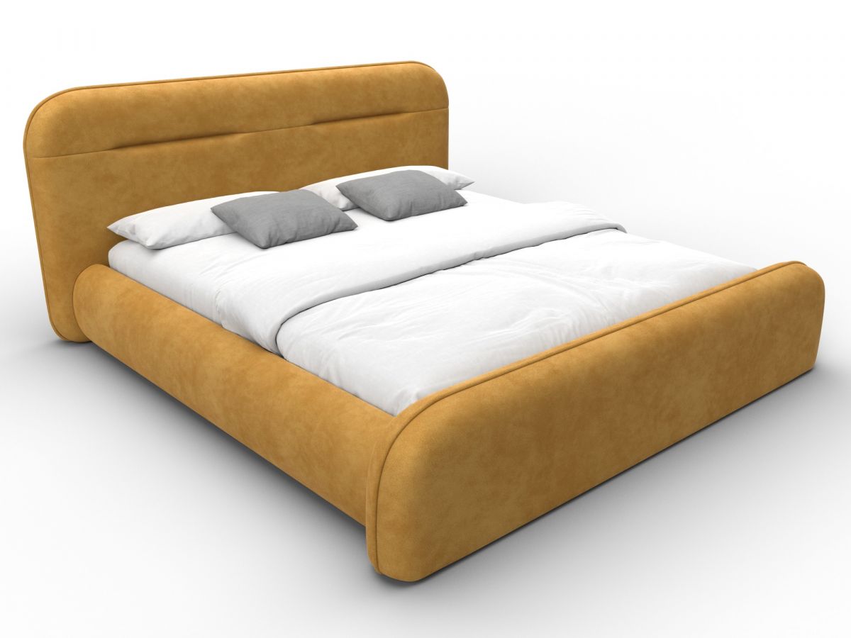 137961 Кровать двуспальная с подъемным механизмом Лига-134 (180) | велюр | brut 10 желтый