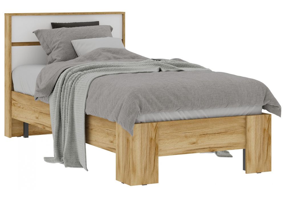 Кровать Элла КР 01 90х200 белый - дуб крафт золото