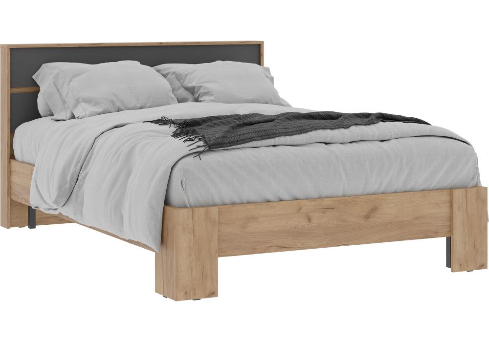 Кровать Элла КР 02 140х200 серый графит 0162 - дуб крафт золото