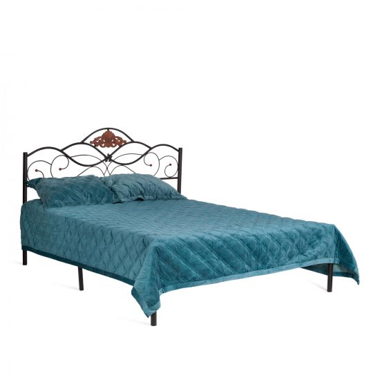 Кровать Federica (mod. AT-881) дерево гевея-металл, 160*200 см (Queen bed), красный дуб-черный