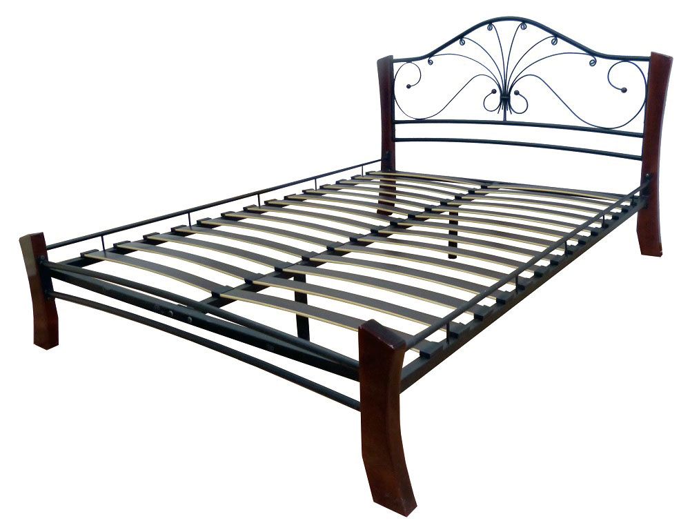 Кровать Фортуна 4 Лайт -120*200-Металл-Черный-Шоколад-