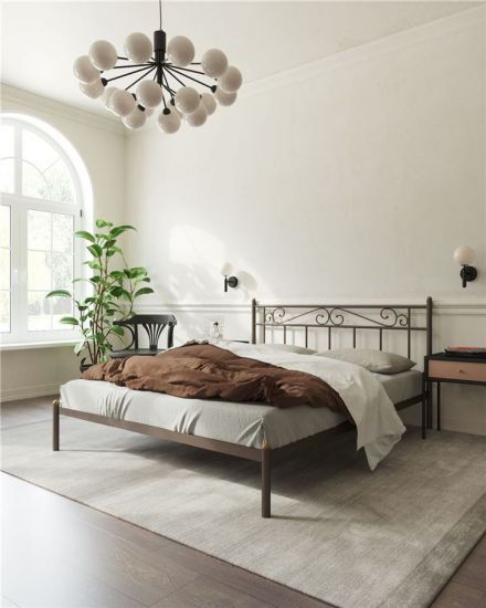 Кровать "Франческа" без изножья | 120х200 | ноги металл | цвет Коричневый бархат |