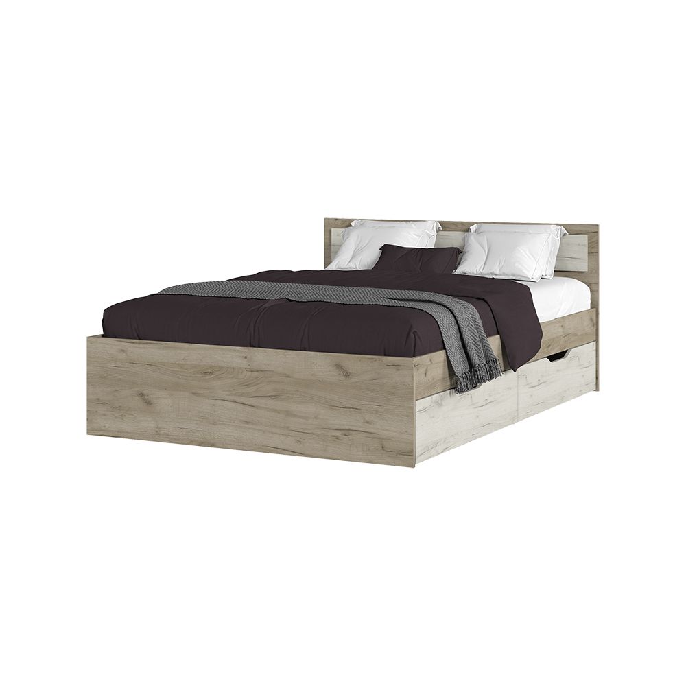 Кровать ГАРМОНИЯ КР 605 с ящиками (1452х780х2032) дуб крафт белый-дуб крафт серый