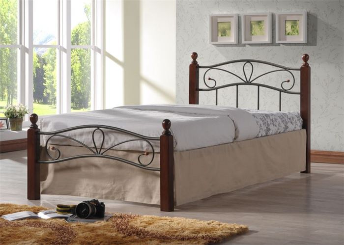 Кровать Глэдис М коричневый бархат с матрасом Дрема Etalon стандарт 90Х200