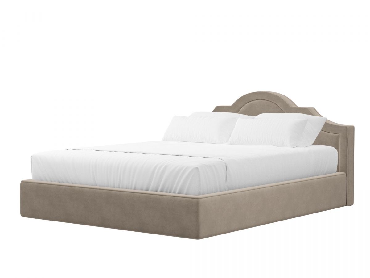 101117 Кровать интерьерная Афина 160 | велюр | бежевый