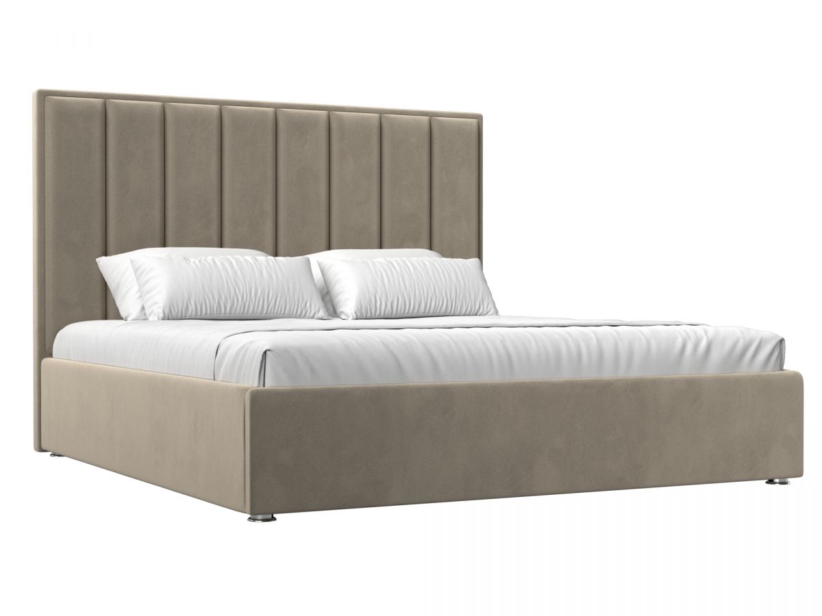 113051 Кровать интерьерная Афродита 160 | микровельвет | бежевый