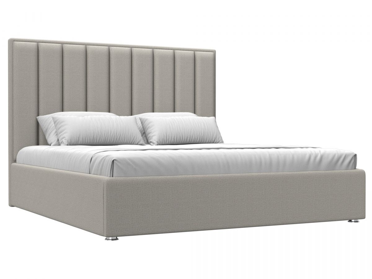 Кровать интерьерная Афродита 180, рогожка, амур бежевый с матрасом Дрема Etalon струтто 200Х180