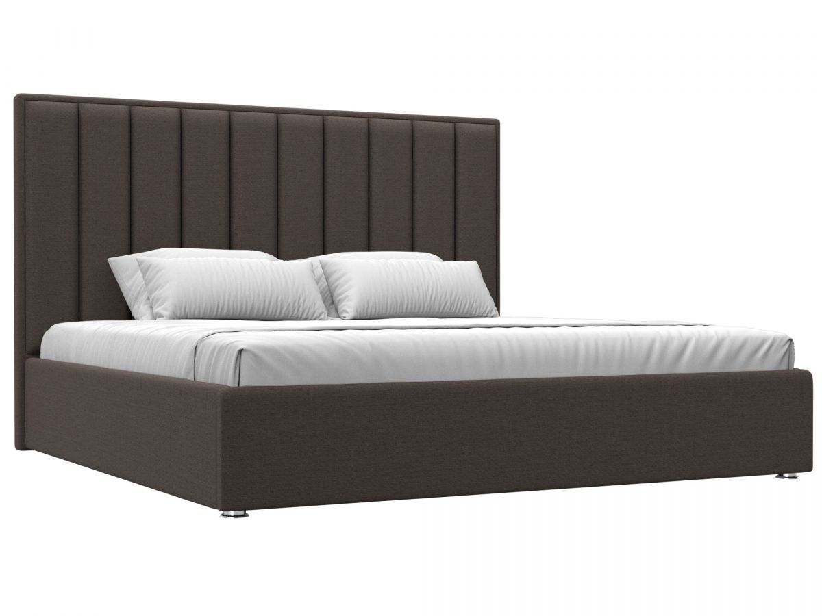 123059 Кровать интерьерная Афродита 200 | рогожка | амур коричневый