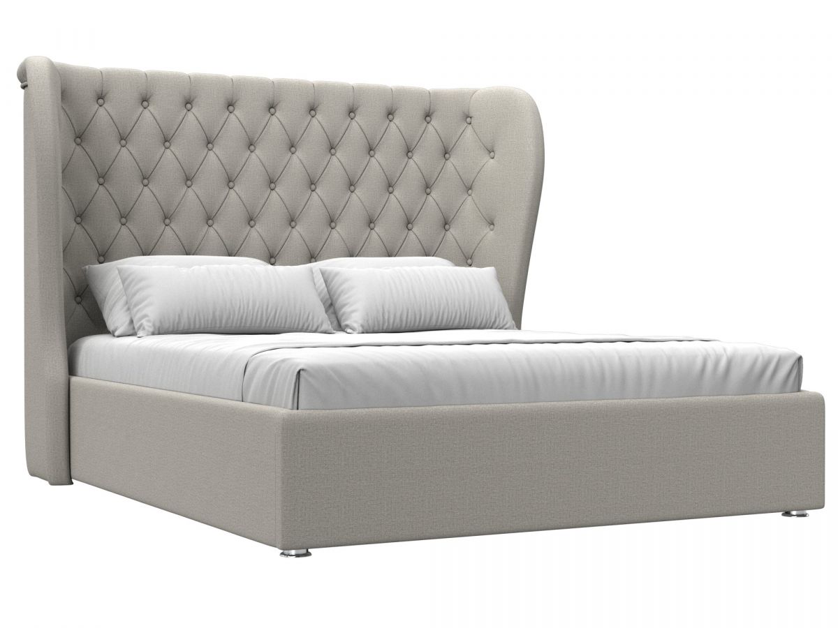 123073 Кровать интерьерная Далия 160 | рогожка | амур бежевый