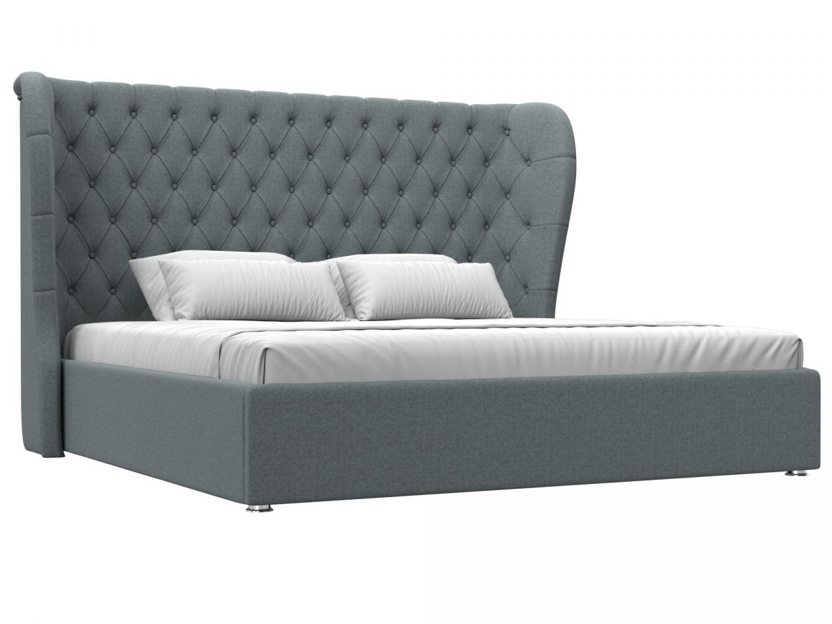 123081 Кровать интерьерная Далия 200 | рогожка | амур серый