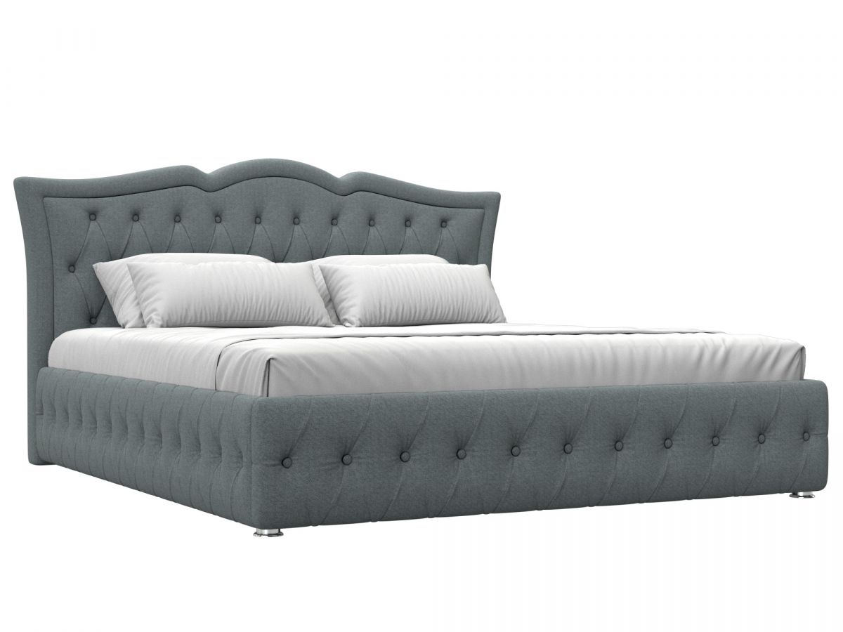 123069 Кровать интерьерная Герда 180 | рогожка | амур серый