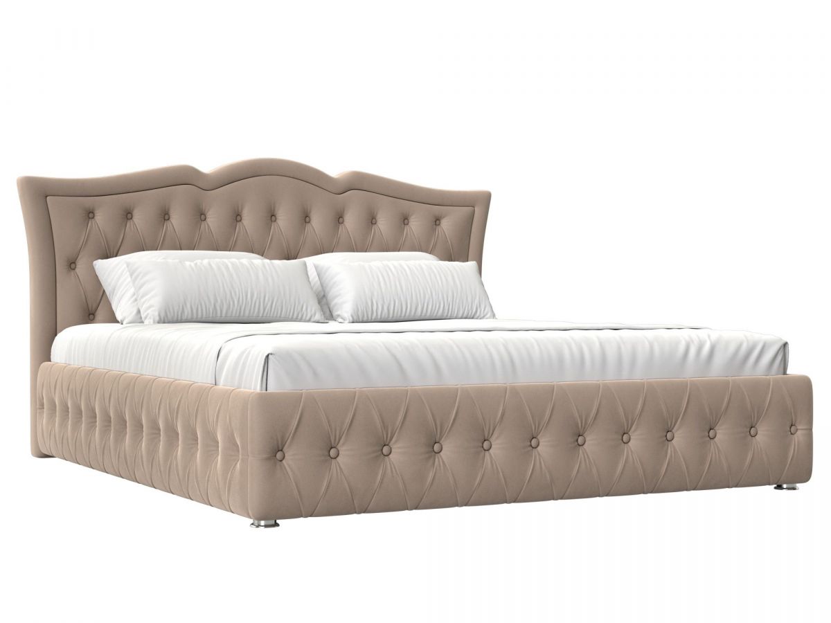 120216 Кровать интерьерная Герда 200 | велюр | бежевый