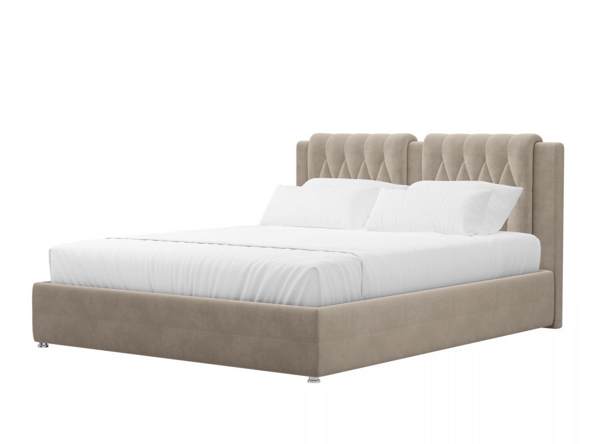 120628 Кровать интерьерная Камилла 180 | велюр | бежевый