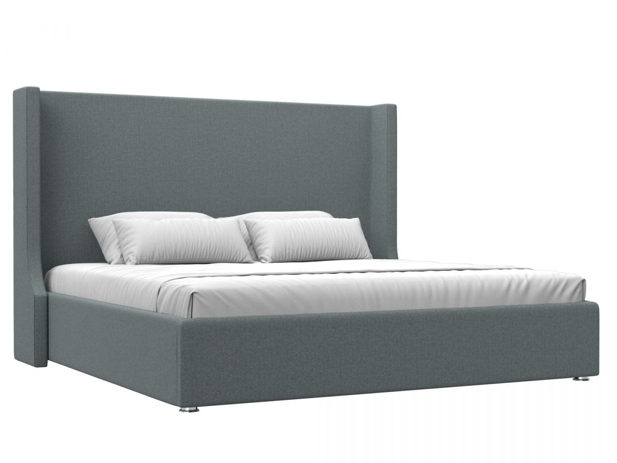 123108 Кровать интерьерная Ларго 200 | рогожка | амур серый