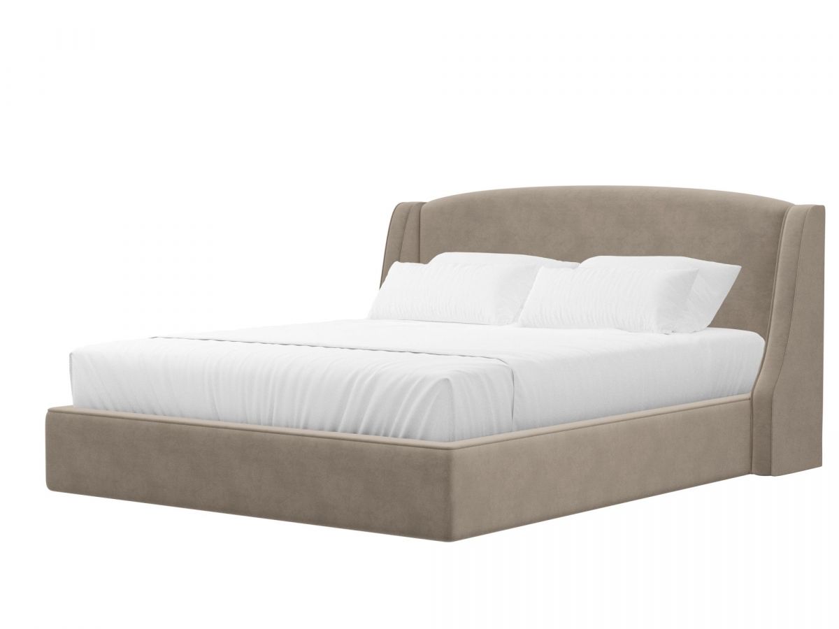 101108 Кровать интерьерная Лотос 160 | велюр | бежевый