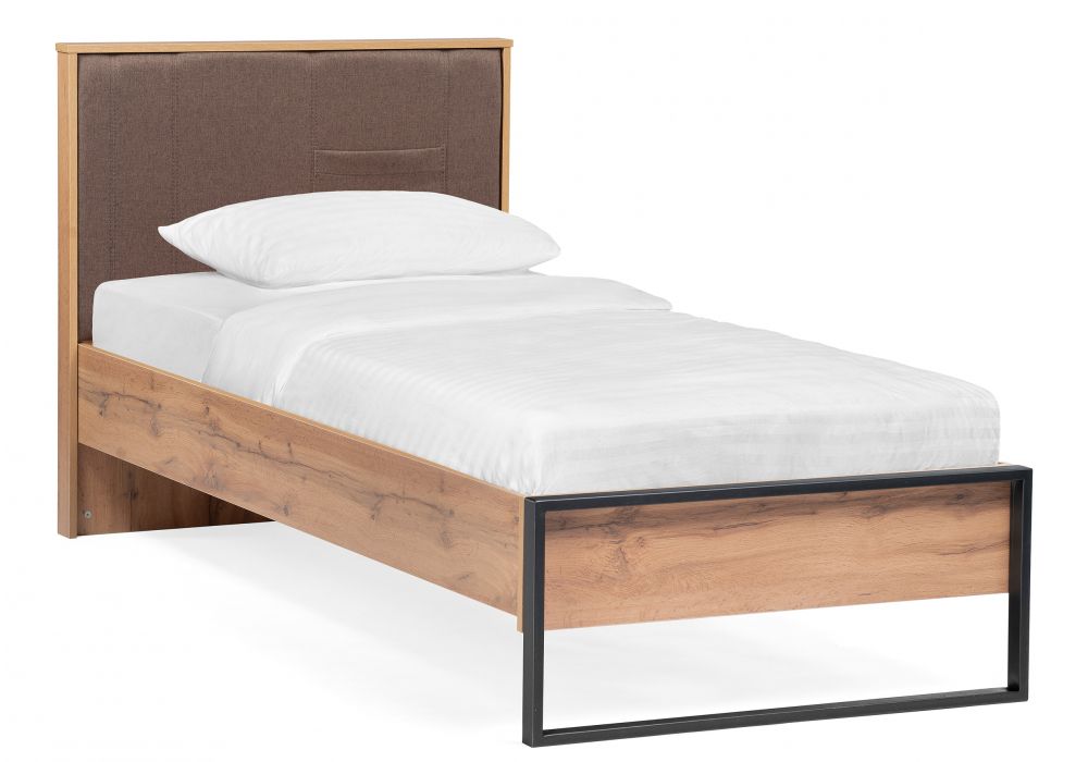 Кровать Iris 90х200 металл дуб вотан - черный муар