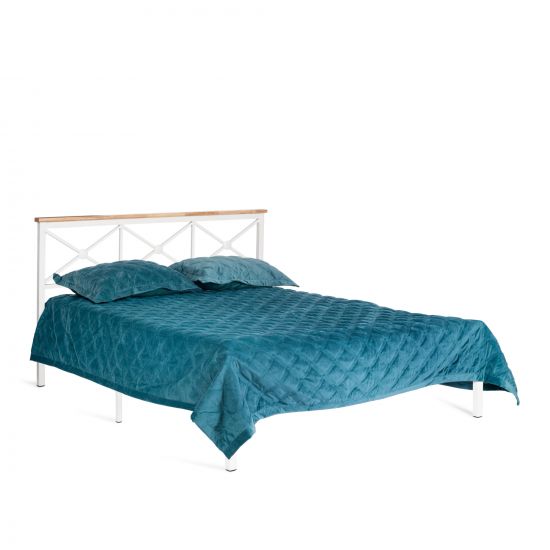 Кровать Iris (mod.9311) дерево гевея-металл, 160*200 см (Queen bed), Белый (White)
