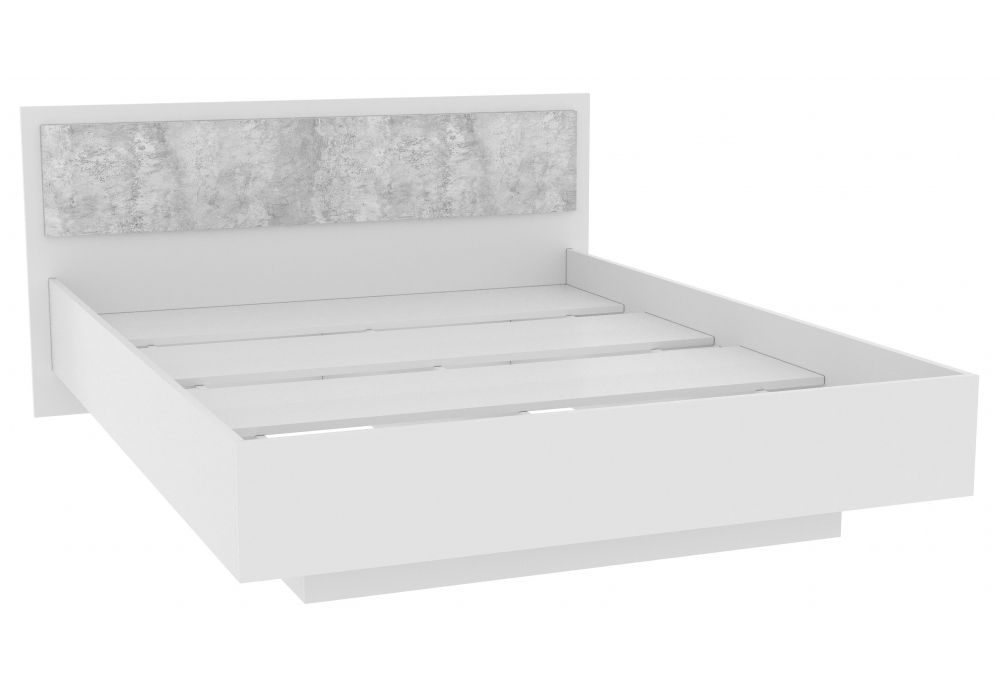 Кровать Лунара 160x200 белый - бетон светлый
