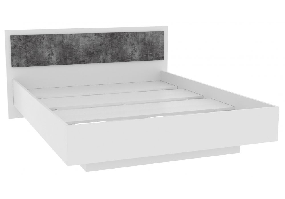 Кровать Лунара 160x200 белый - бетон темный