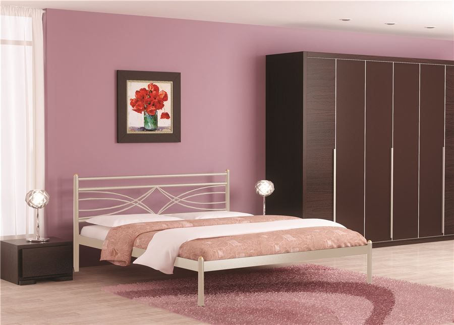 Кровать Мираж бежевый с матрасом Дрема Etalon струтто 160Х200