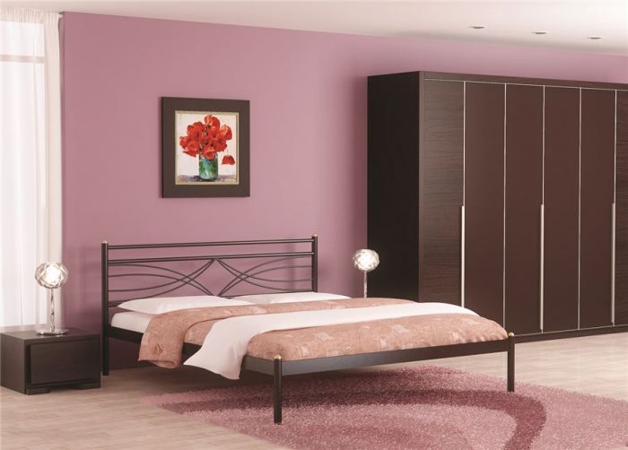 Кровать Мираж коричневый бархат с матрасом Дрема Etalon струтто 160Х200