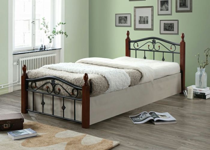 Кровать MK-5238-RO темная вишня с матрасом Дрема Etalon стандарт 120Х200 см