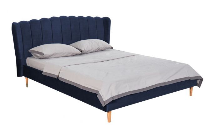 Кровать MK-7602-BU темно-синяя с матрасом Дрема Etalon струтто 160х200 см