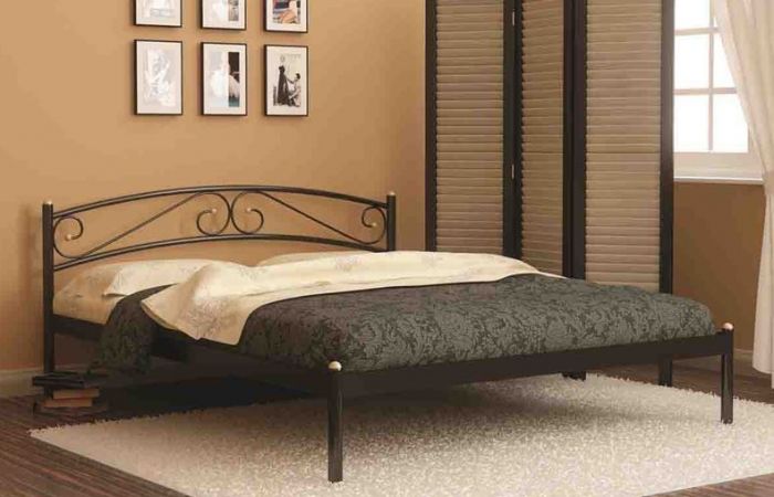 Кровать односпальная Валерия с изножьем (90х200-металлическое основание) Бежевый