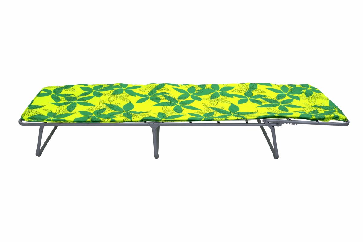 Кровать раскладная Стефания п-мягкая лист 10мм арт.С86а-123г(цвет ткани зеленый, желтый рис.листья (
