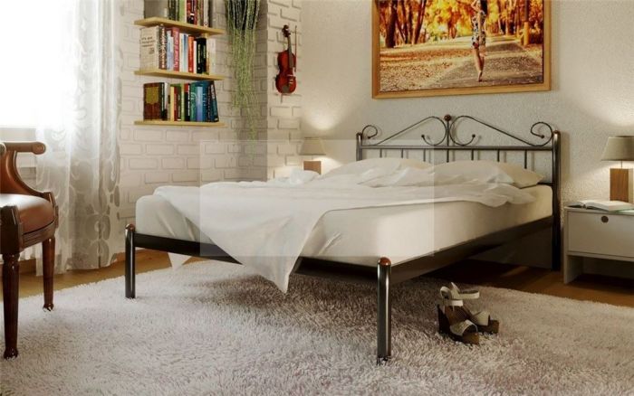 Кровать "Розана" черный с матрасом Дрема Etalon стандарт 160Х200