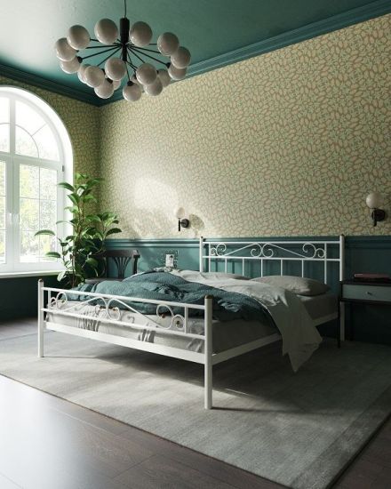 Кровать с изножьем "Франческа" (160х200-ноги металл-цвет Белый)