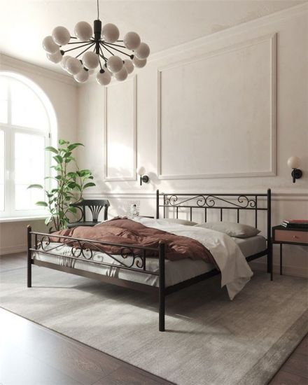 Кровать с изножьем "Франческа" (160х200-ноги металл-цвет Коричневый бархат)