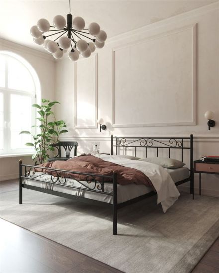 Кровать с изножьем "Франческа" | 180х200 | ноги металл | цвет Чёрный |