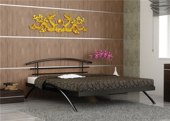 Кровать Сакура коричневый бархат с матрасом Дрема Etalon стандарт 140Х200