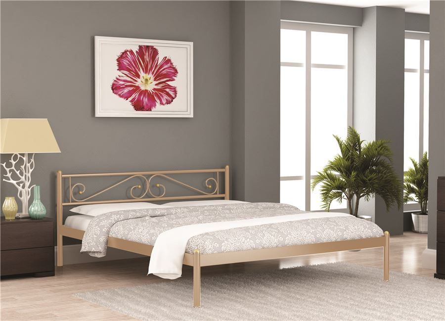 Кровать Шарм бежевый с матрасом Дрема Etalon струтто 140Х200