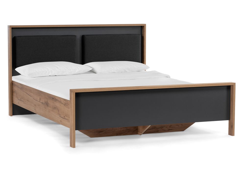 Кровать Тхан 180х200 дуб крафт золотой - антрацит с матрасом дрема etalon стандарт 180х200