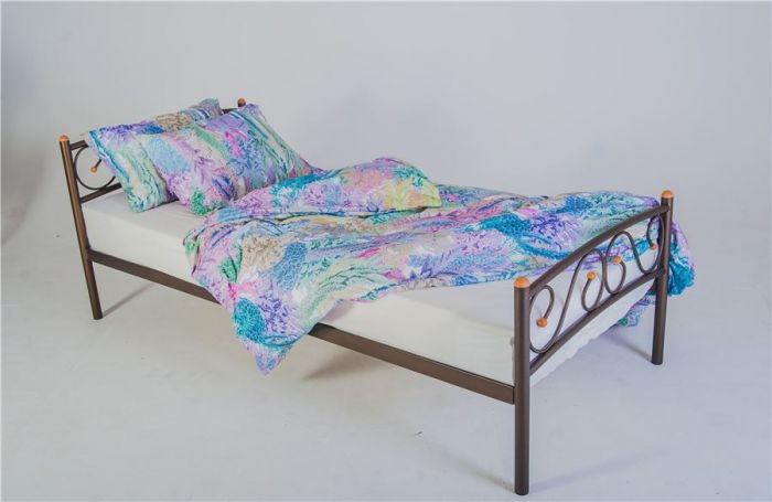 Кровать Валерия с изножьем бежевый с матрасом Дрема Etalon струтто 90Х200