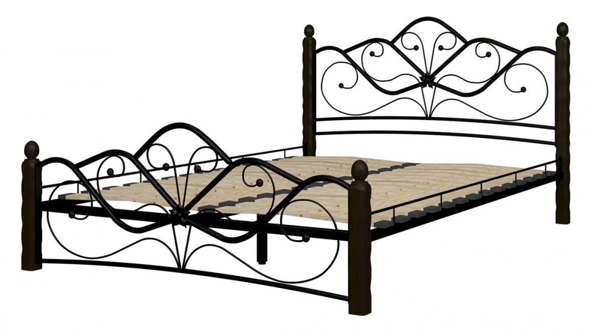 Кровать Венера 1 -160*200-Металл-Черный-Шоколад-