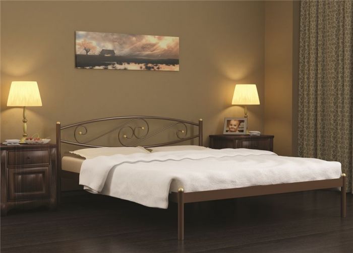 Кровать Волна коричневый бархат с матрасом Дрема Etalon струтто 160Х200