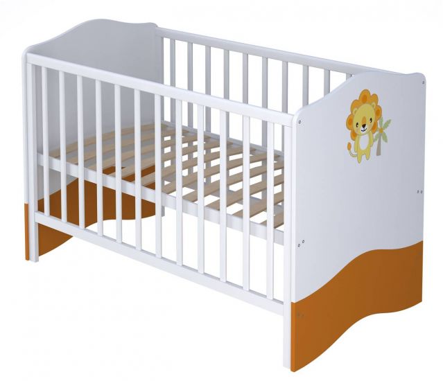 Кроватка детская Polini Basic Джунгли 140х70 (белый-оранжевый)