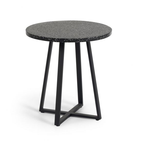 Круглый стол из терраццо Tella, черный 75 см