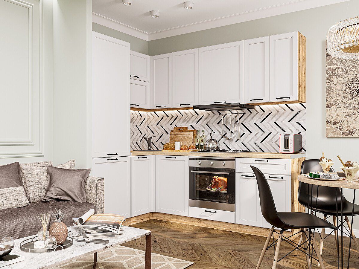 Кухня Барселона-04 Белый, Дуб Вотан