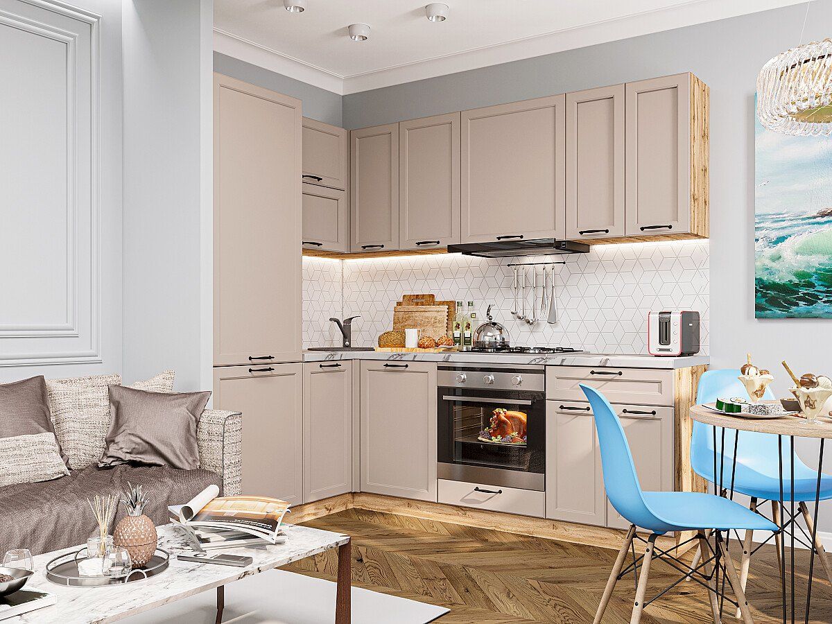 Кухня Барселона-04 Кашемир, Дуб Вотан