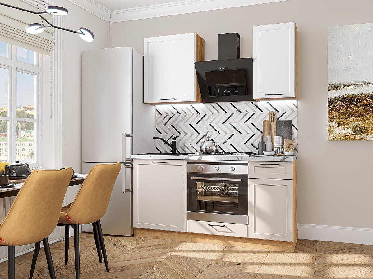 Кухня Барселона-06 Белый-Кашемир, Дуб Вотан